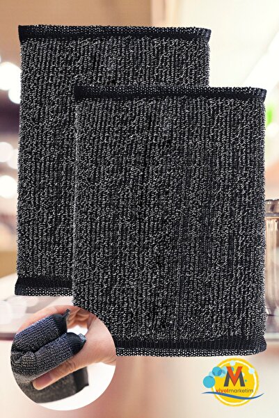 viyolmarketim ( 2 Adet ) Sihirli Inox Telli Sünger Siyah Paslanmaz Temizlik M...