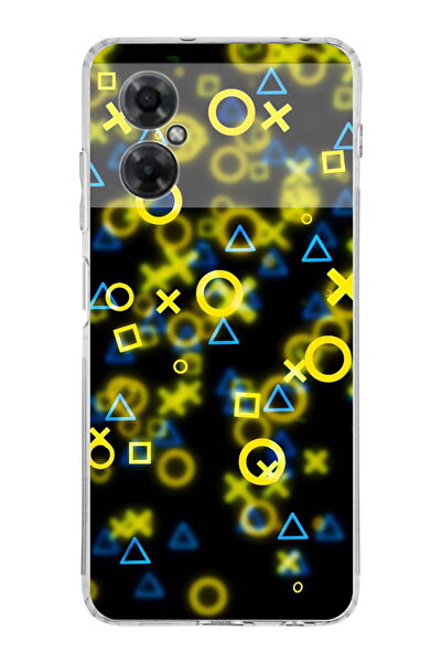 PrintiFy Xiaomi Redmi Note 11R Uyumlu Kamera Korumalı Semboller Tasarımlı Şeffaf Kılıf