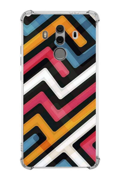 PrintiFy جراب سيليكون شفاف متوافق مع هاتف Huawei Mate 10 Pro مع حماية للزوايا وتصميم متاهة جرافيتي