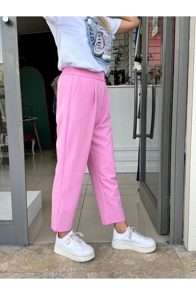 Quzu Pembe Pantolon Beli lastikli Havuç Model