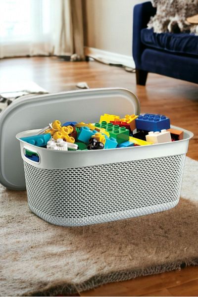 Melkan Home 9 Liter Toy Basket with Lid and Storage Box