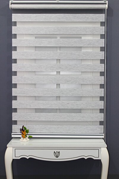 Genel Markalar Açık Gri Bambu Zebra Perde Güneşlik