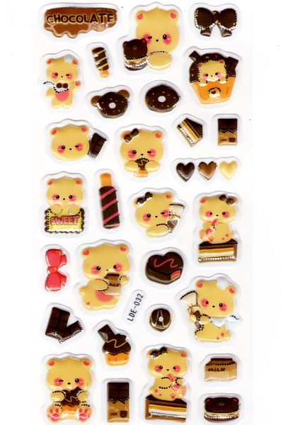 Limmy Αυτοκόλλητο 19x9cm Teddy Bear Chocolate Αυτοκόλλητο με ανάγλυφο Planner - Lde032