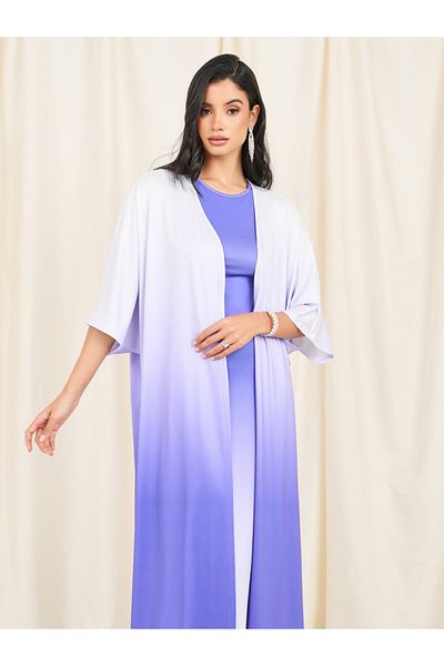 Styli Ombre Print Maxi Bodycon Dress and Abaya Set