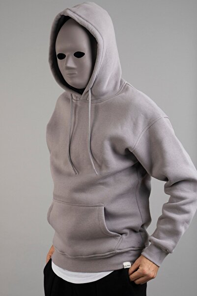 bombe Ανδρικό φούτερ Basic με κουκούλα σε γκρι χρώμα