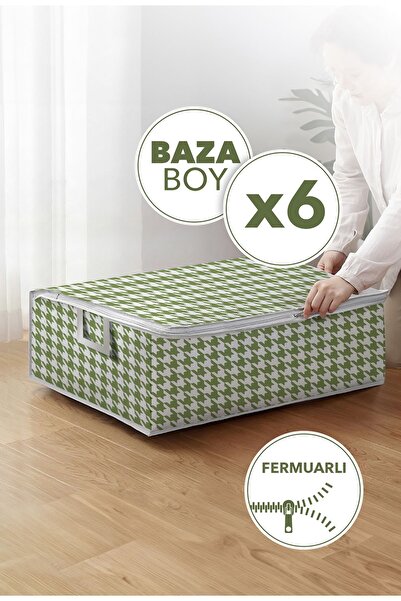 Genel Markalar 6 Adet Yeşil Kaz Ayağı Desenli Hurc Büyük Boy