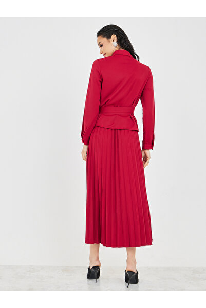 Styli Tie-Up Wrap Shirt & Pleated Skirt Co-Ords