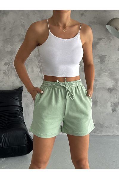 Look Forward pantaloni scurti de buzunar cu șnur elastic în talie mentă pentru femei