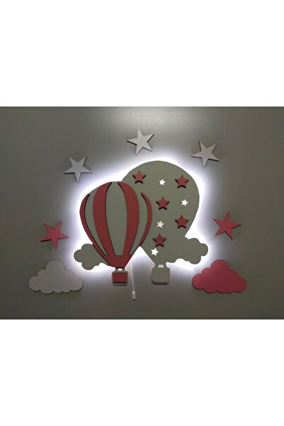fabrikahşap Çocuk Odası Dekoratif Ahşap Kapadokya Balon Gece Lambası Ledli Ay...