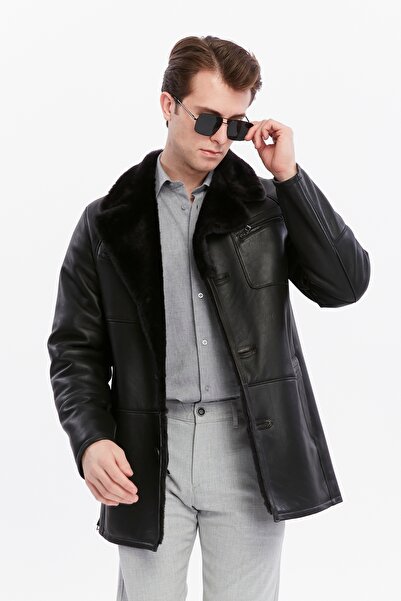 CE-YIL DERİ ÜRÜNLERİ Erkek Hakiki Kürk Kaban