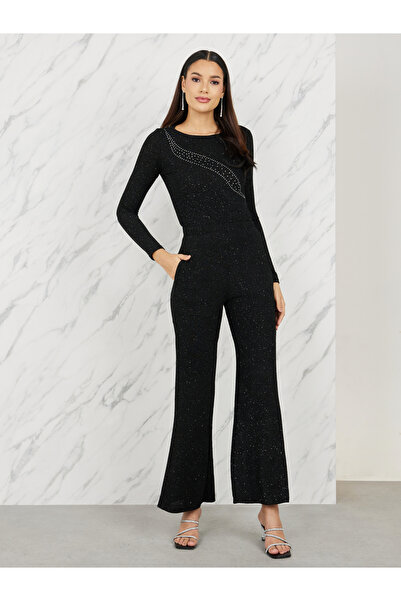 Styli Shimmer Embellished Knit Top and Bootcut Pant Set