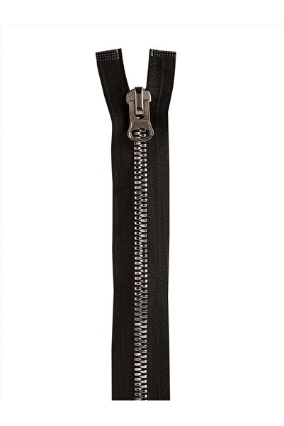 e tuhafiye Siyah Gümüş Kemik Dişli Fermuar(29 CM)