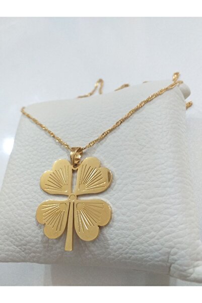 ZAVİRA Yonca Desenli Altın Kaplama Kadın Kolye
