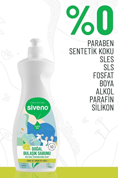 Siveno %100 Doğal Bulaşık Sabunu Bitkisel Elde Bulaşık Sabunu Nemlendirici Vegan 500 ml