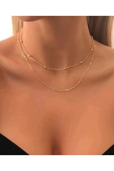 MisBoho Kararmaz Altın Renk İkili kolye