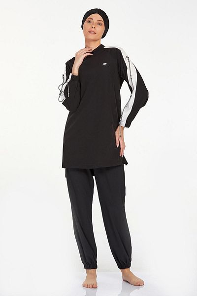 Remsa Mayo Sophie 4580 Μαύρο αθλητικό μαγιό Hijab - Lycra Full Covered
