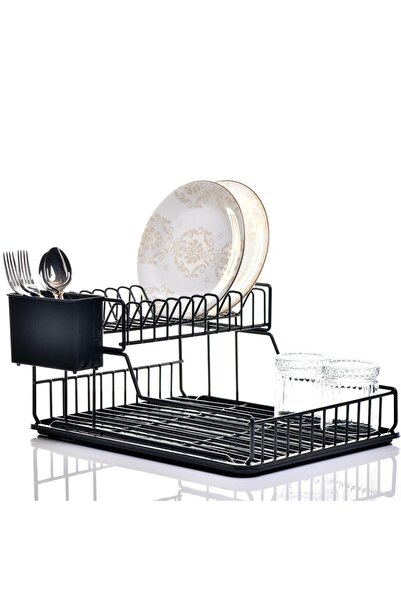 ZENSAN İki Katlı Paslanmaz Siyah Pe Kaplama Modüler Tabaklık/ Bulaşıklık