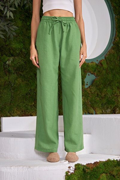 MİA NOURA Linen Blend - Elastic Waist Loose Paca Pants