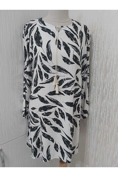 LUSSOLİFE Round Neck and Elastic Sleeve Battal Mother Tunik