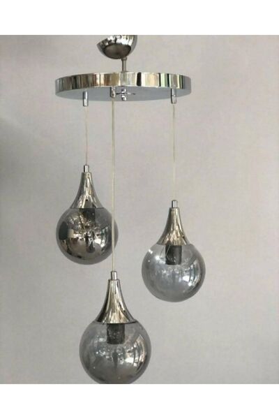 OSC HOME AYDINLATMA TASARIM Osc Krom Avize Füme Cam