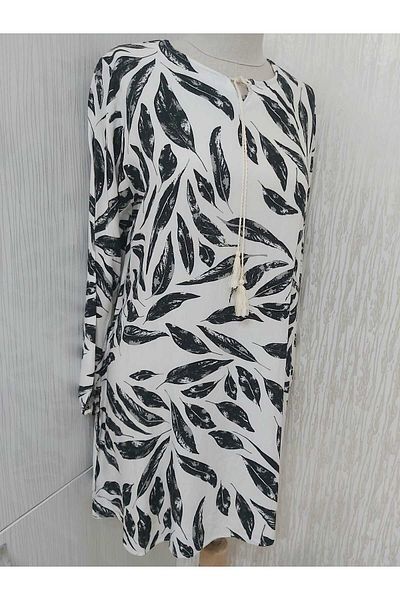 LUSSOLİFE Round Neck and Elastic Sleeve Battal Mother Tunik