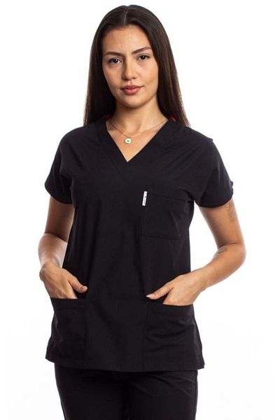 Simirna Üniforma Surgical Doctor Nurse Scrubs - Black Single Top Jersey
