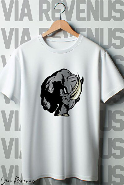 Vordevia Бела Oversize kroj T-shirt са Štampano носорога