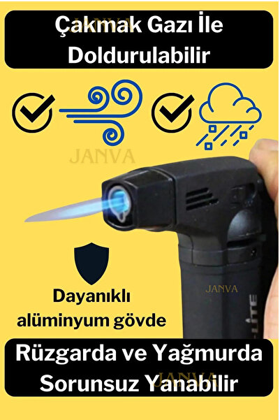 Janva Doldurulabilir Turbo Torch Pürmüz Çakmak Yemek Hazırlama Mangal Nargile Kamp Çakmağı