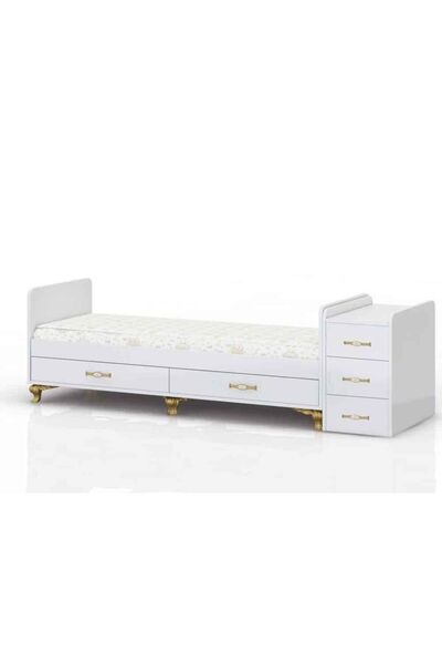 Bygolden 5 Çekmeceli Gold Büyüyebilen Sallanır Bebek Beşiği Yatak+gri Uyku Seti Hediyeli