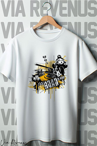 Vordevia Bijeli Oversize kroj Biker Štampano T-shirt