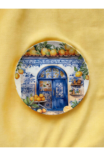 unique florya Limon Bahçesi Desenli Duvar Tabağı Dekoratif Bahçe Balkon Mutfak Salon Duvar Süsü No:144
