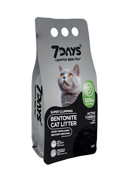 7DAYS Süper Topaklanan Active Karbonlu Bentonit 10 Lt Kedi Kumu