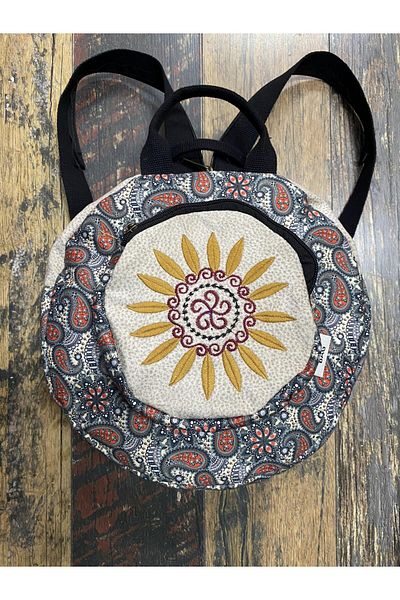 Street Bag Rucsac rotund brodat Fargin Bohemian - Impermeabil, pentru calatorii zilnice