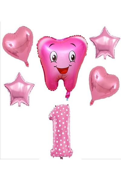 DÜVENCİ TİCARET Pink Tooth Wheat and Balloon Set