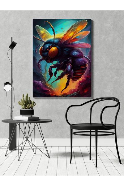 RUGSMODERN Kanvas Tablo Animal Koca Arı Temalı Pastel Boyalı Modern Tablo