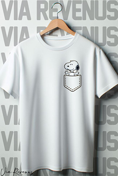 Vordevia Bela Oversize kroj T-shirt - Džepni Snoopy Štampano