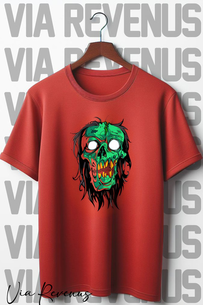 Vordevia Zombi Sa deznom - okrugla kragna Crveni Oversize kroj T-shirt
