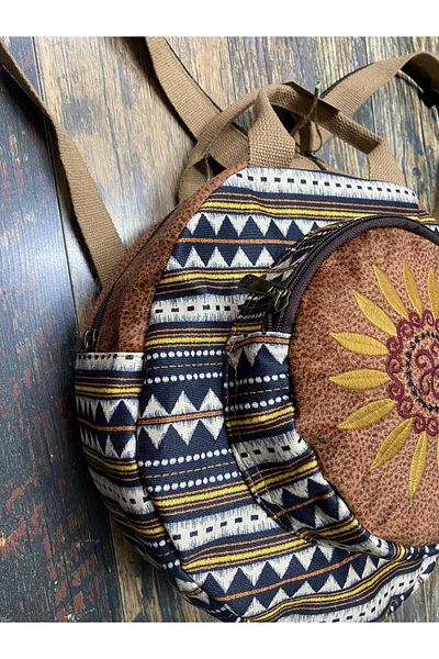 Street Bag Σακίδιο πλάτης Fargin Bohemian Embroidered Round - Αδιάβροχο, για καθημερινά ταξίδια