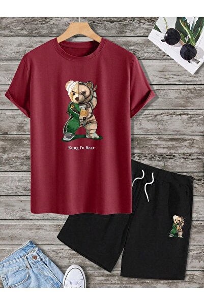 DAXİS Sportwear Company Men's Printed Men's Top and Bottom Set - Shorts T-shirt Set