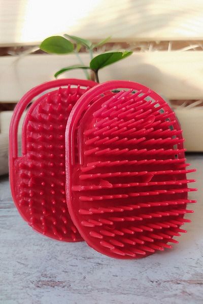 Nano Absolute Hair Massage and Washing Comb 2 Pack Red Elsevkozmetik