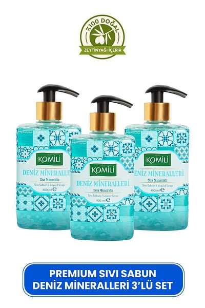 Komili Premium Sea Minerals Liquid Soap - Fresh Scented - 3 X 400 ml