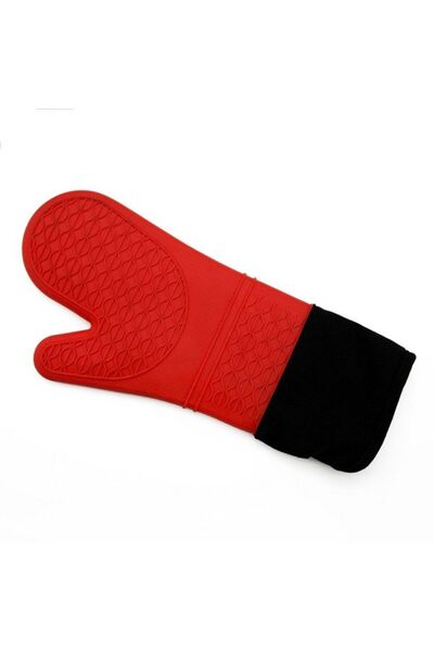 Fame Kıtchen قفاز فرن سيليكون أحمر من Fame Kitchen مقاس 38 سم