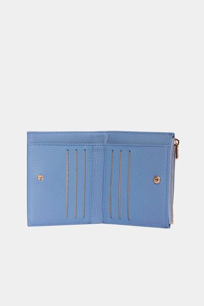 Grande 2805 Portofel de damă din piele naturală cu fermoar cu fermoar Flother Baby Blue