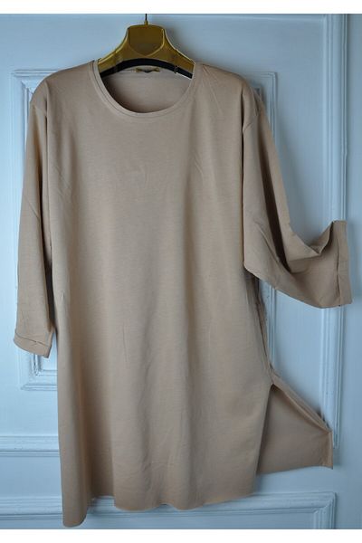 elma abone Plus Size - Komak Tunik Χτενισμένο Βαμβακερό