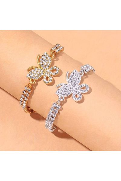 Estilo Lingerie Silver Plated Butterfly Anklet - Silver