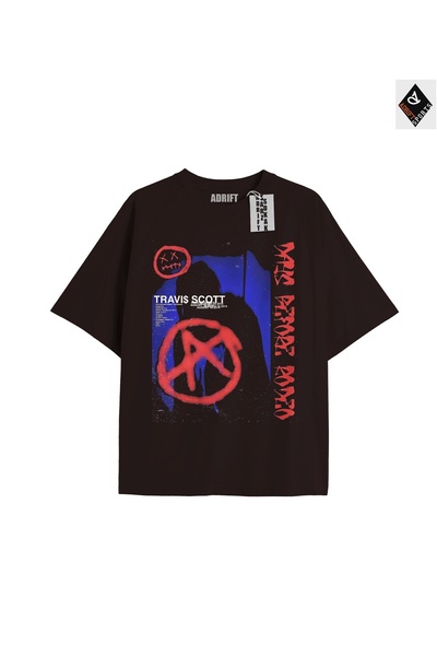 Adrift تي شيرت ترافيس سكوت أسود كبير الحجم للجنسين - قصة مريحة