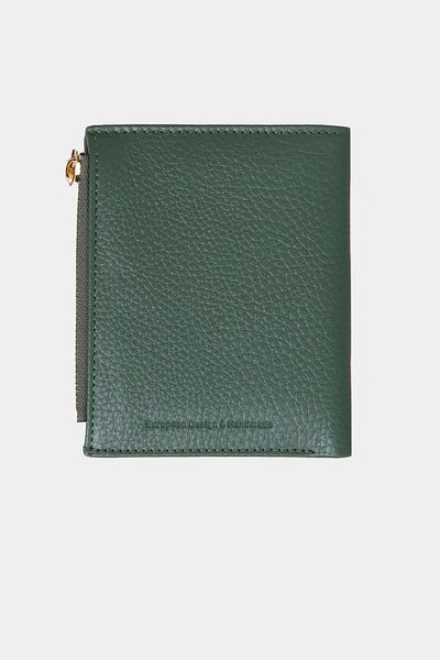 Grande 2805 Genuine Real Leather Women's Wallet with Snap Fasteners and Zipper Flother Green
