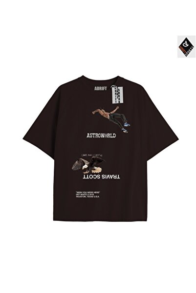 Adrift تي شيرت ترافيس سكوت أسود كبير الحجم للجنسين - قصة مريحة