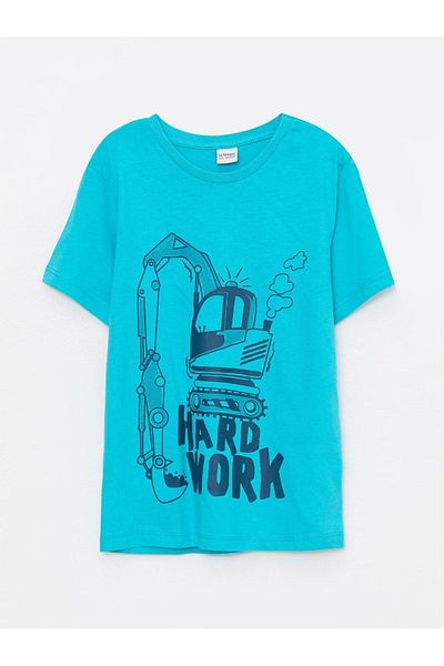 LC Waikiki Băiat - Tricou cu mânecă scurtă din bumbac imprimat cu decolteu