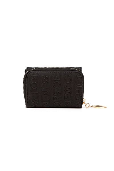Leyl Mini Women's Wallet with Zipper Cover, Text Patterned Credit Card Women's Wallet